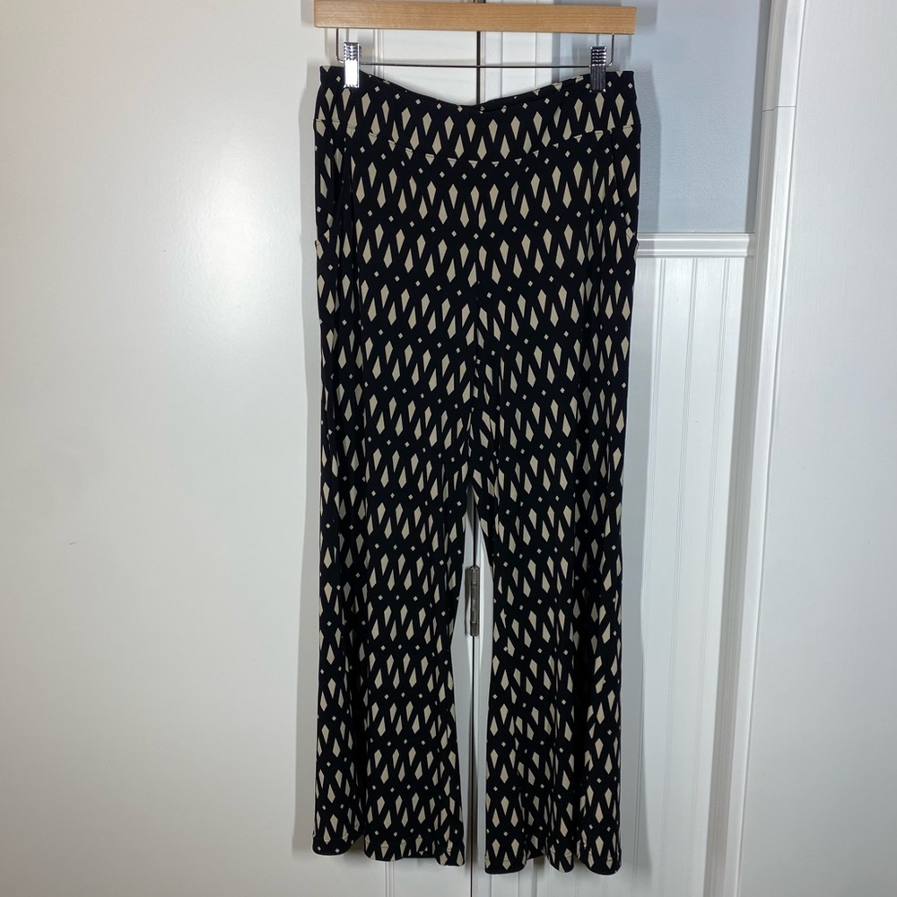 Joseph Ribkoff Womens Pants Black Tan Size 10 Flare Leg‎ Geometric art to wear